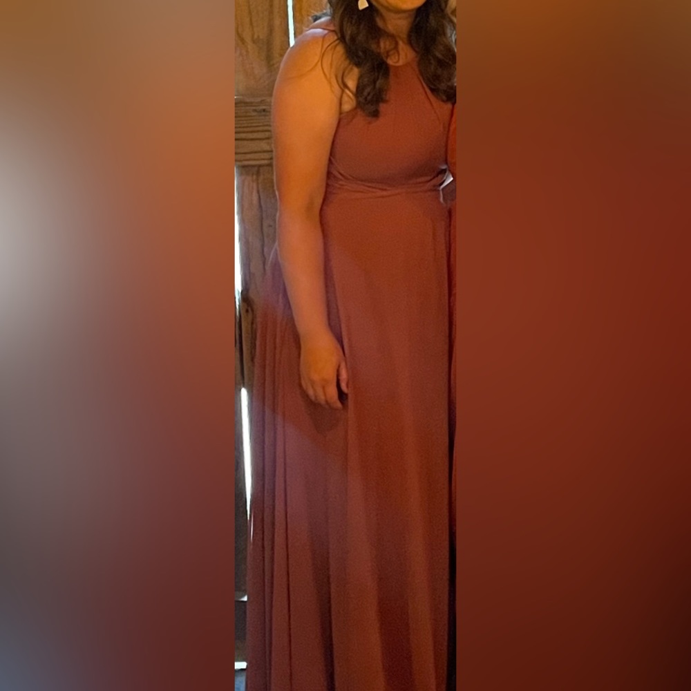 Azazie Melinda dress in Desert Rose